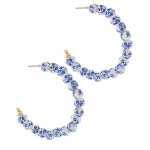 Blue Patterned Ceramic Hoops